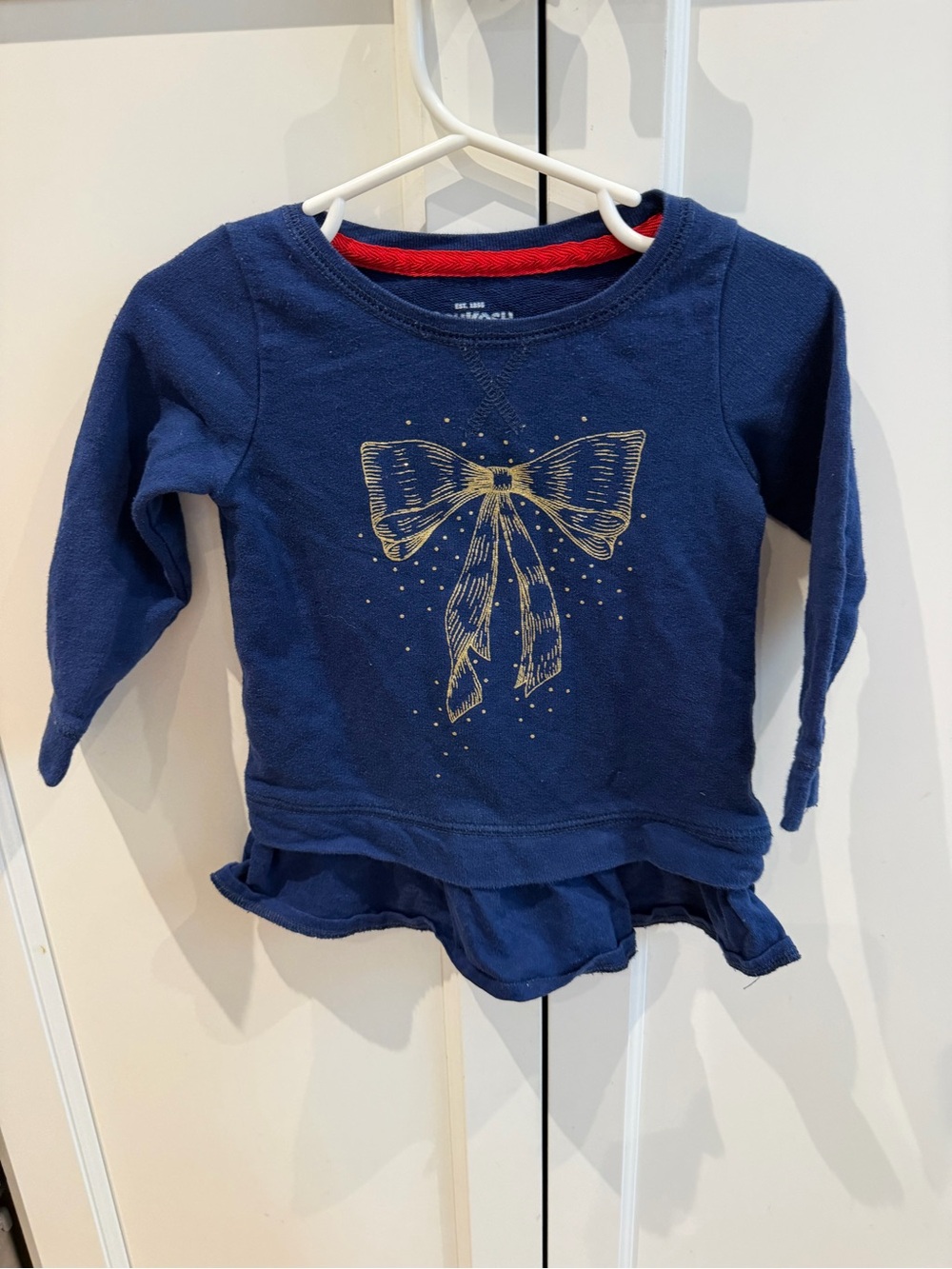 Oshkosh b’gosh 18m Girls Navy Long-Sleeve Top with Gold Bow